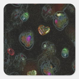 HERZEN UND KABOCHEN QUADRATISCHER AUFKLEBER