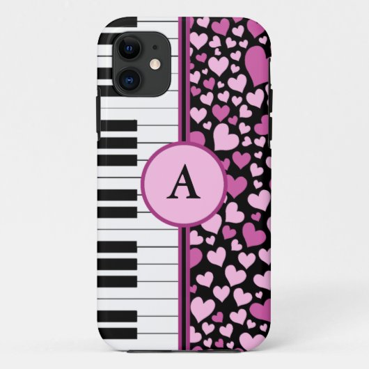 Herzen und Klavier Case-Mate iPhone Hülle (Rückseite)