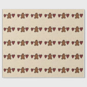 Herzen und Lebkuchen-Mann-Packpapier Geschenkpapier (Flach)