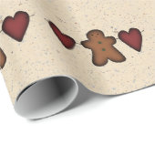 Herzen und Lebkuchen-Mann-Packpapier Geschenkpapier (Rolleneckpunkt)