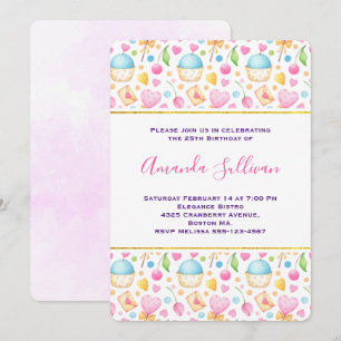 Herzen und Liebe Entzückendes Wasserfarbmuster Einladung