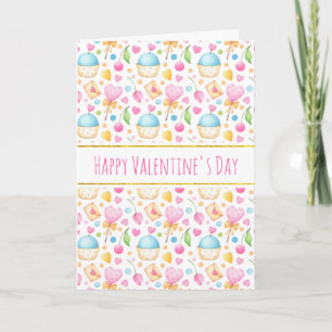 Herzen und Liebe Wasserfarben-Muster Valentinstag Karte