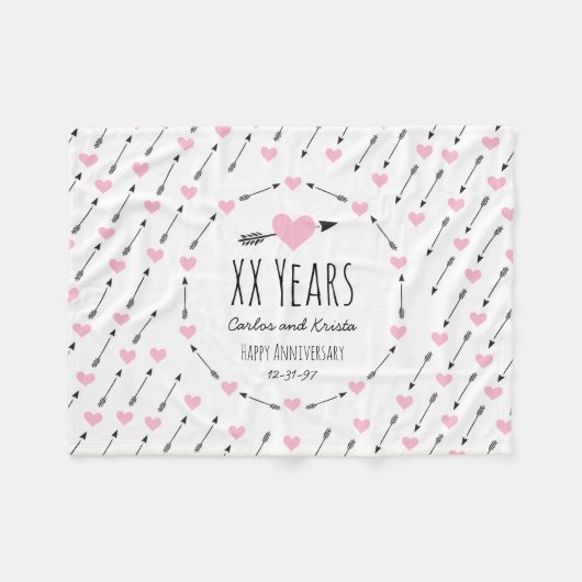 Herzen und Pfeil-personalisierter Fleecedecke (Vorderseite (Horizontal))