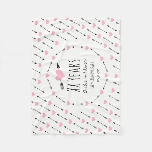 Herzen und Pfeil-personalisierter Fleecedecke (Vorderseite)
