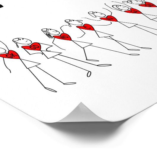 Herzen und Positionen in Liebe Netball Poster (Ecke)