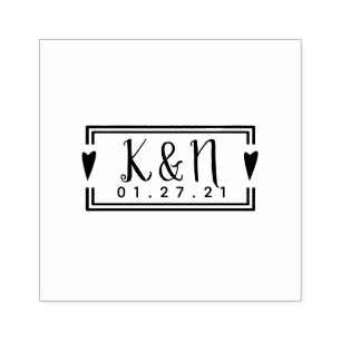 Herzen und Rahmen Initialen Logo Hochzeitsstempel Gummistempel