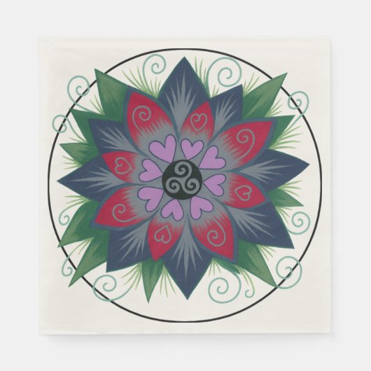 Herzen und Ranken Serviette (Vorderseite)