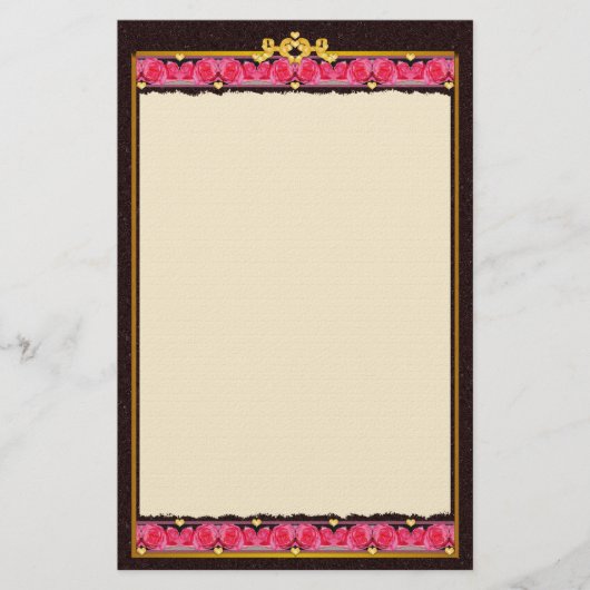Herzen und Rose Briefpapier (Vorderseite)