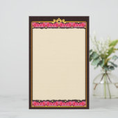 Herzen und Rose Briefpapier (Stehend Vorderseite)