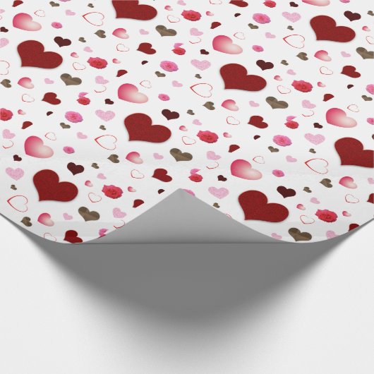 Herzen und Rose Geschenkpapier (Ecke)