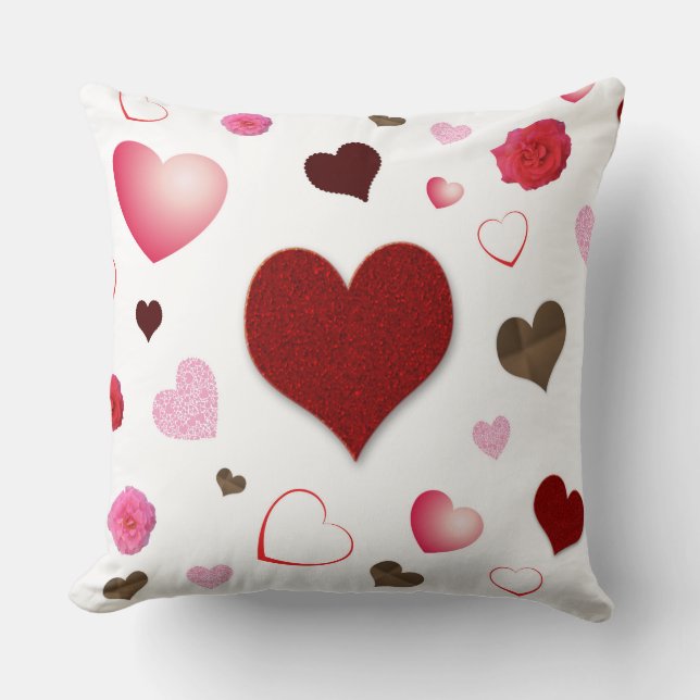 Herzen und Rose Kissen (Vorderseite)