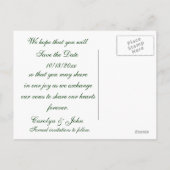 Herzen und Rose Save the Date Ankündigungspostkarte (Rückseite)