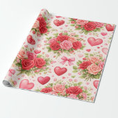 Herzen und Rosen  Geschenkpapier (Ungerollt)