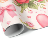 Herzen und Rosen  Geschenkpapier (Rolleneckpunkt)