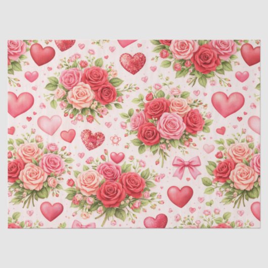 Herzen und Rosen Seidenpapier (Vorderseite)