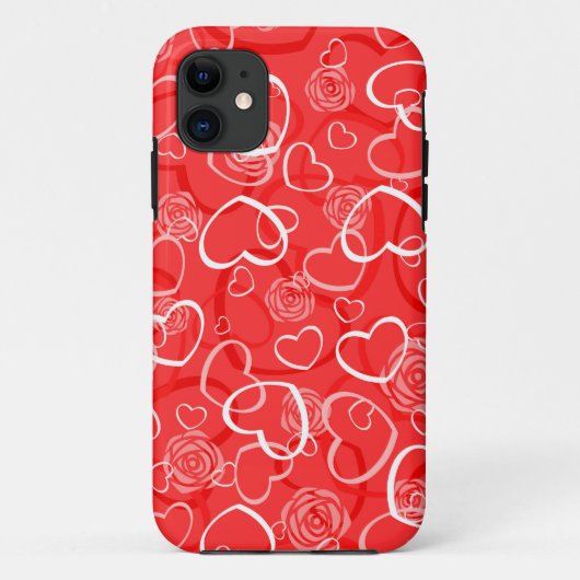 Herzen und Rote Rosen Case-Mate iPhone Hülle (Rückseite)