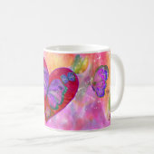 Herzen und Schmetterlings-Tasse Kaffeetasse (VorderseiteRechts)