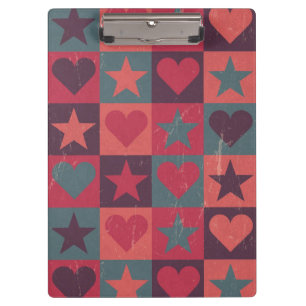 Herzen und Sternchen-Vereinbarung Rosa Klemmbrett