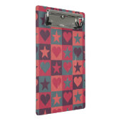 Herzen und Sternchen-Vereinbarung Rosa Mini Klemmbrett (Schrägansicht)