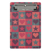 Herzen und Sternchen-Vereinbarung Rosa Mini Klemmbrett (Vorderseite)