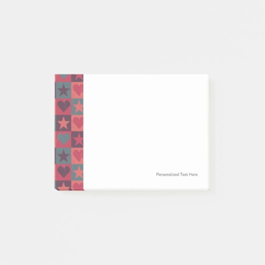 Herzen und Sternchen-Vereinbarung Rosa Post-it Klebezettel (Vorderseite)