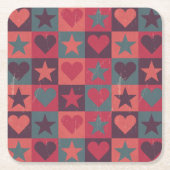 Herzen und Sternchen-Vereinbarung Rosa Rechteckiger Pappuntersetzer (Vorderseite)