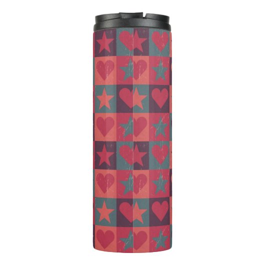 Herzen und Sternchen-Vereinbarung Rosa Thermosbecher (Rückseite)