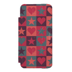 Herzen- und Sterne-Muster Rosa Incipio Watson™ iPhone 5 Geldbörsen Hülle