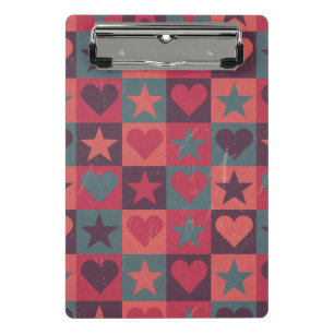 Herzen und Sterne Muster Rosa Mini Klemmbrett