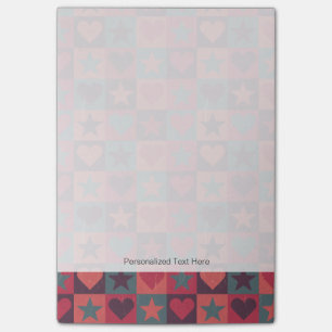 Herzen- und Sterne-Muster Rosa Post-it Klebezettel