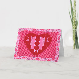 Herzen und Streifen - Steppdecke Feiertagskarte