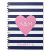 Herzen und Streifen verlobt Notizblock (Vorderseite)
