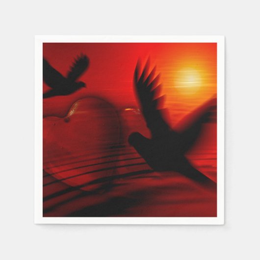 Herzen und Tauben Serviette (Vorderseite)