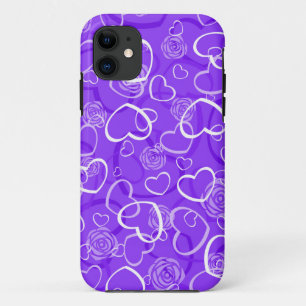 Herzen und violette Rosen Case-Mate iPhone Hülle