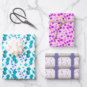 Herzen und Würfel Geschenkpapier Bogen Set