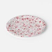 Herzen Valentines-Wasserfarbe-Partyplatte Pappteller (Schrägansicht)