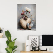 Herzen Valentinstag Druck, Blumen Romantischer Boh Poster (Heimbüro)