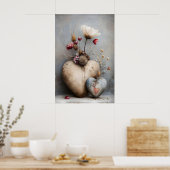Herzen Valentinstag Druck, Blumen Romantischer Boh Poster (Küche)