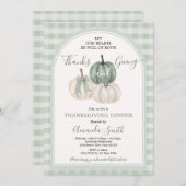 Herzen voll von Dankbarkeit geben Sage Green Dinne Einladung (Vorne/Hinten)