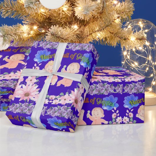 Herzen voller Kichern blau Geschenkpapier (Feiertage)