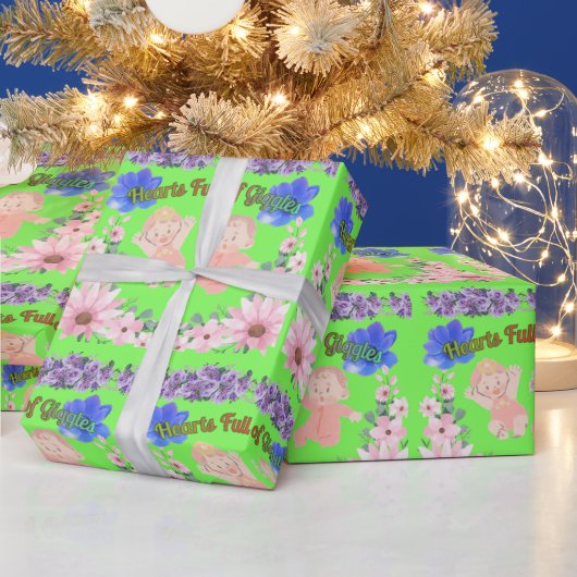 Herzen voller Kichern hellgrün Geschenkpapier (Feiertage)