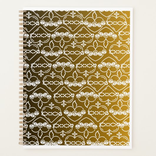 Herzen von Jesus und Mary Black and Gold Muster Planer (Vorderseite)