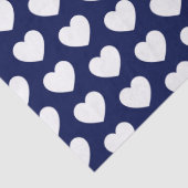 Herzen, weiß auf Marine-Blau-Seidenpapier Seidenpapier (Detail)