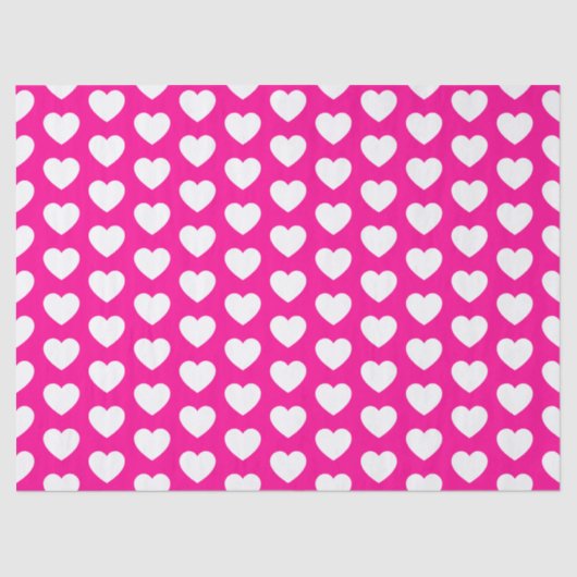 Herzen, weiß auf Pink-Seidenpapier Seidenpapier (Vorderseite)