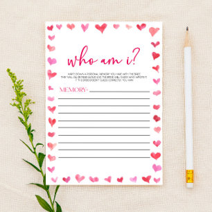 Herzen Wer bin ich? Junggesellinnen-Abschied Spiel Briefpapier
