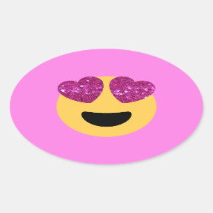 Herzenaugen-Emoji Ovaler Aufkleber