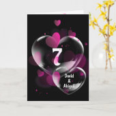 Herzenblasen am 7. Jahrestag Karte (Gelbe Blume)