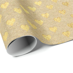 Herzenconfetti-Kraftpapier-Goldnatürliches Geschenkpapier