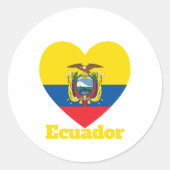 Herzenflagge Ecuador Runder Aufkleber (Vorderseite)