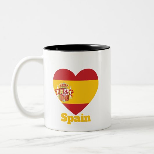 Herzenflagge Spanien Zweifarbige Tasse (Links)